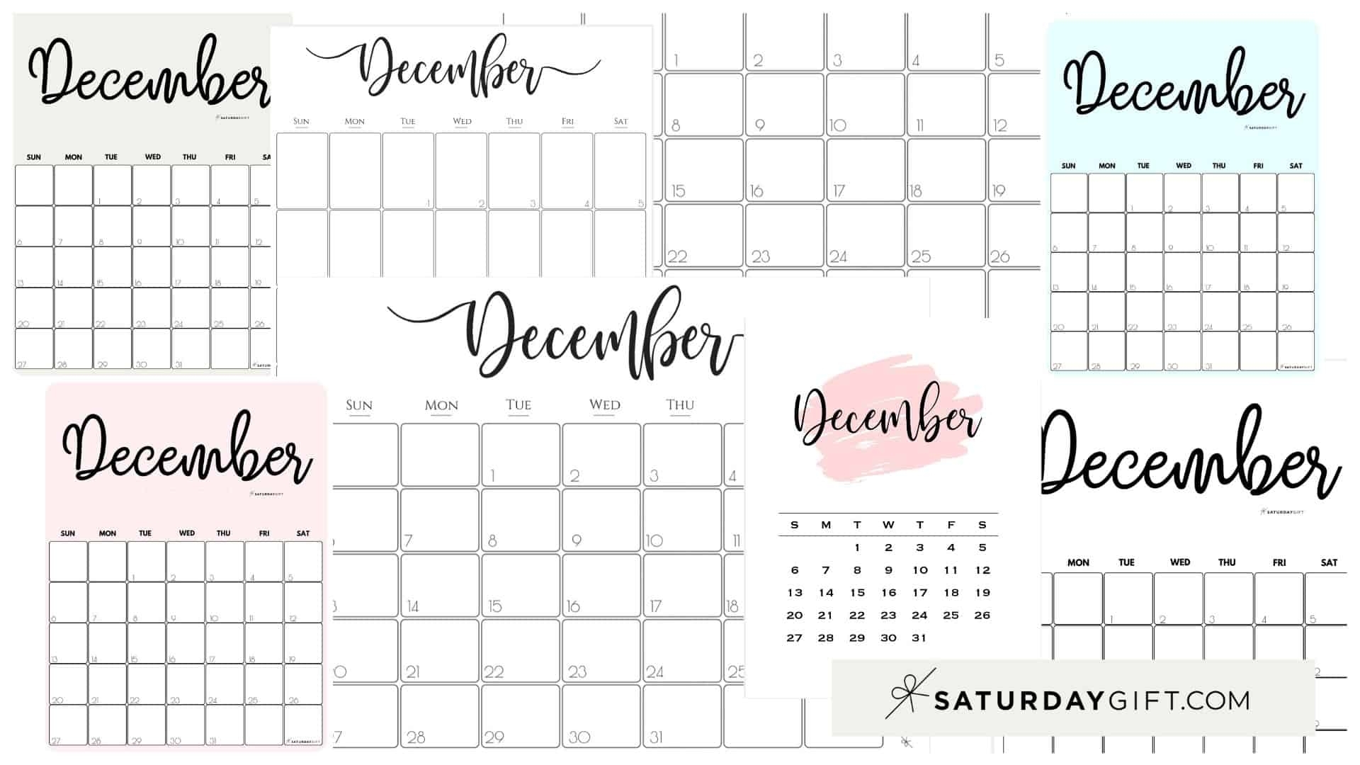 Cute (&amp; Free!) Printable December 2021 Calendar | Saturdaygift