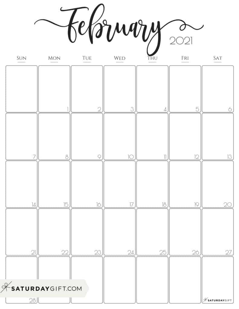 Cute (&amp; Free!) Printable February 2021 Calendar | Saturdaygift