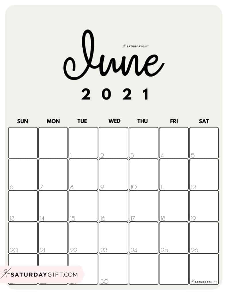 Cute (&amp; Free!) Printable June 2021 Calendar | Saturdaygift