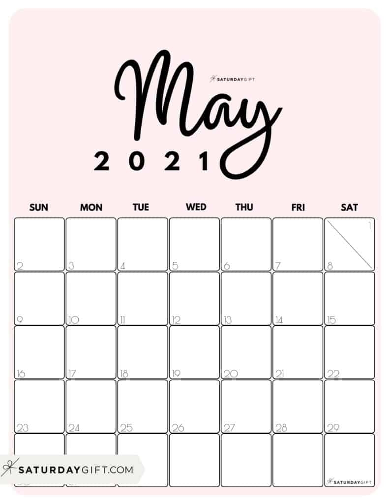 Cute (&amp; Free!) Printable May 2021 Calendar | Saturdaygift