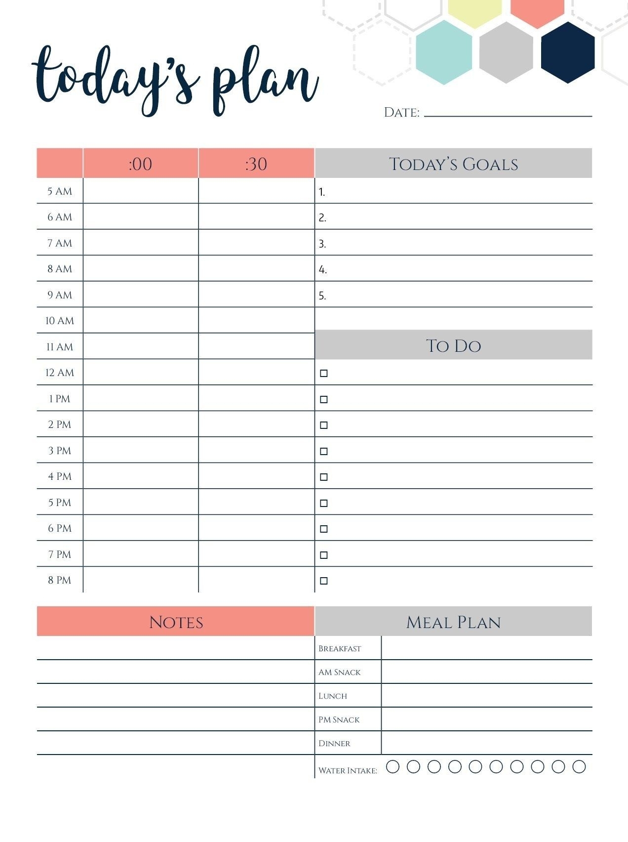 Daily Calendar Template 2018 Today&#039;S Plan | Daily Planner