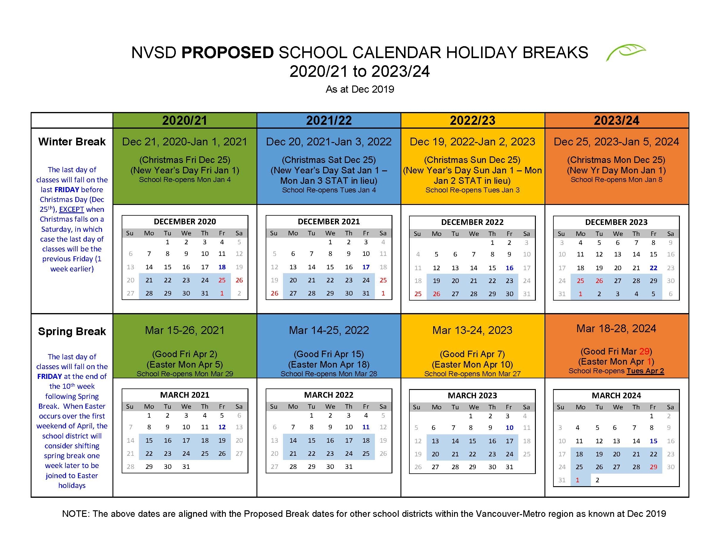 District Calendar - North Vancouver School District