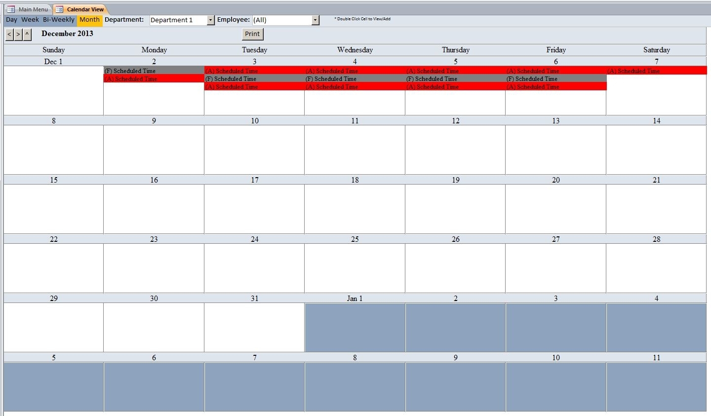 Employee Scheduling Database Template | Employee Scheduling