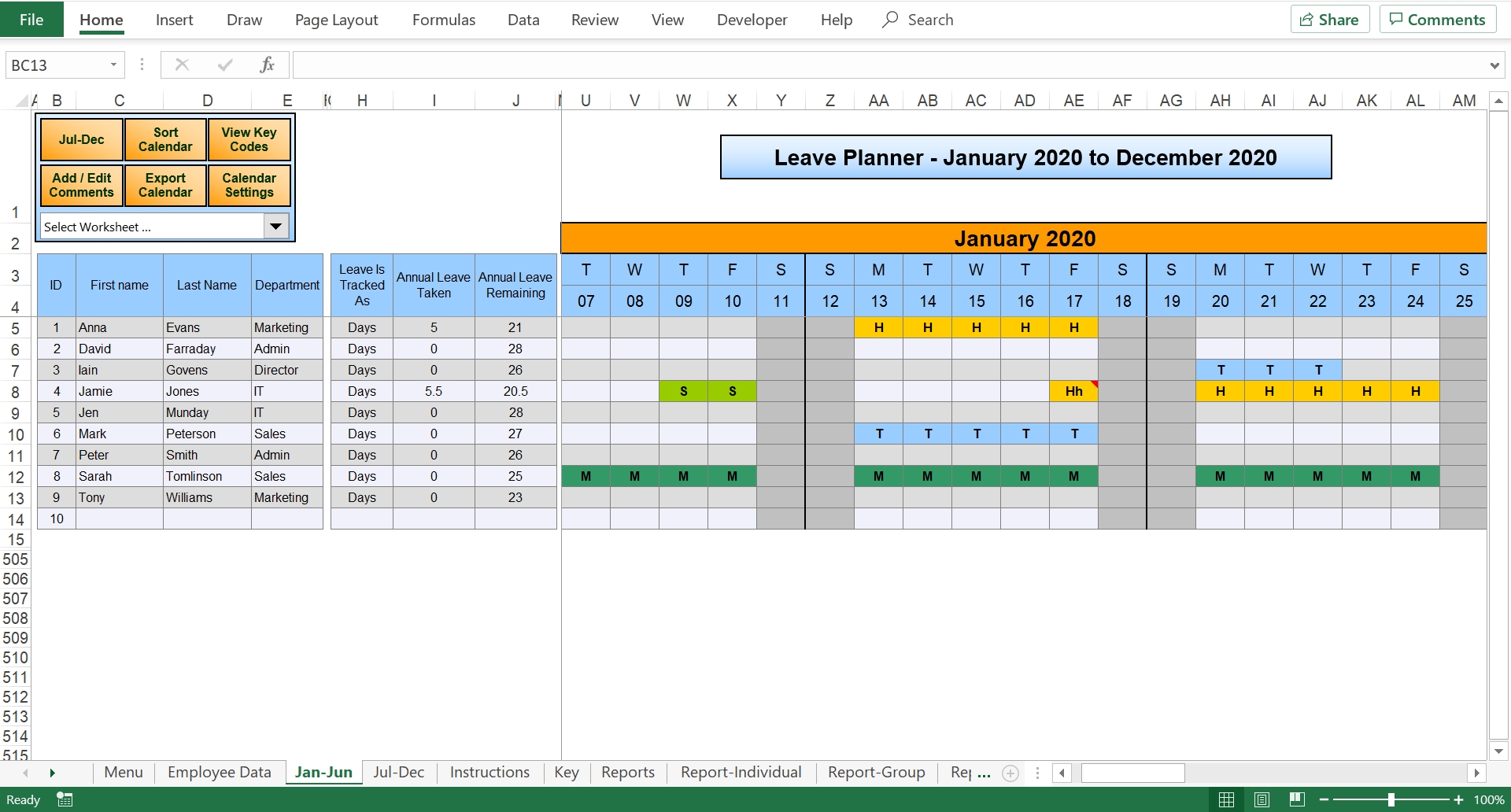 Excel Leave Calendar 2025