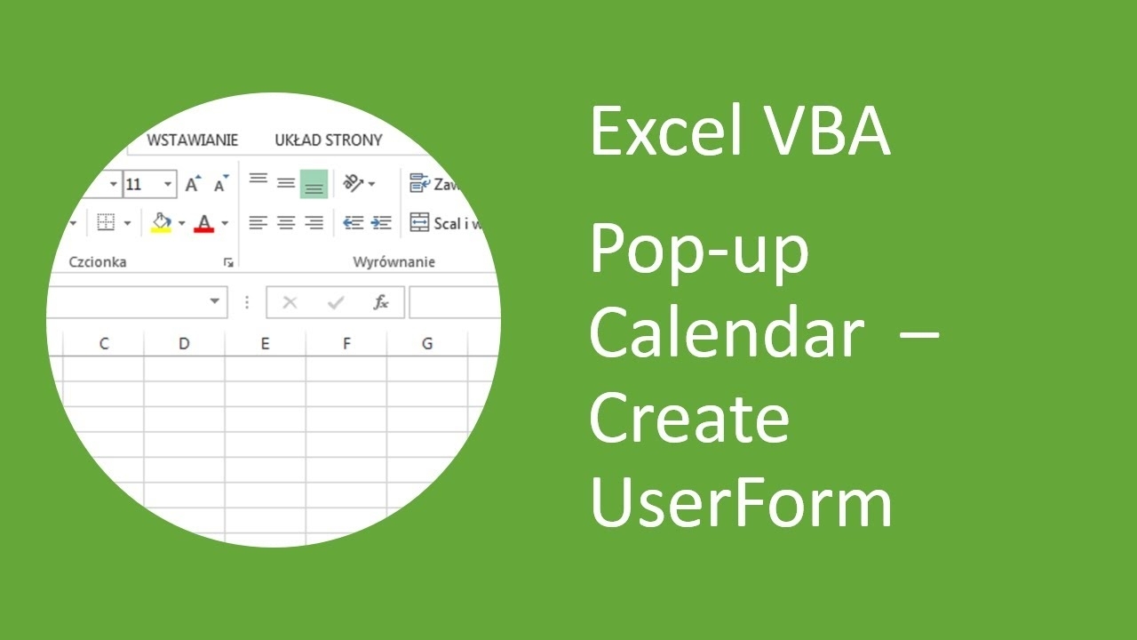 Excel Pop-Up Calendar #3 Create Userform (Vba)