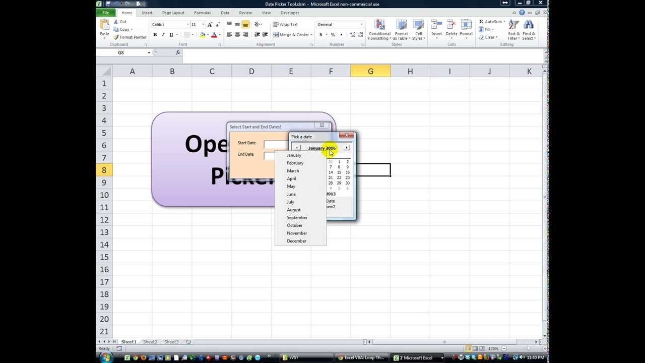 Excel Vba Userforms #24 Calendar Date Picker Tool Teaser Demo