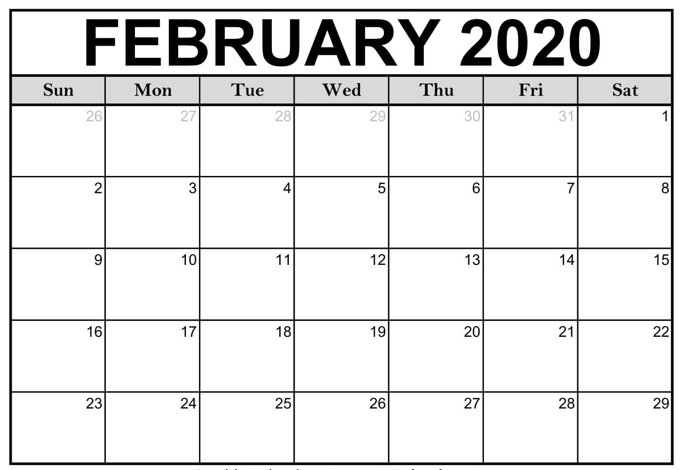 February 2020 Printable Calendar | Calendar Printables