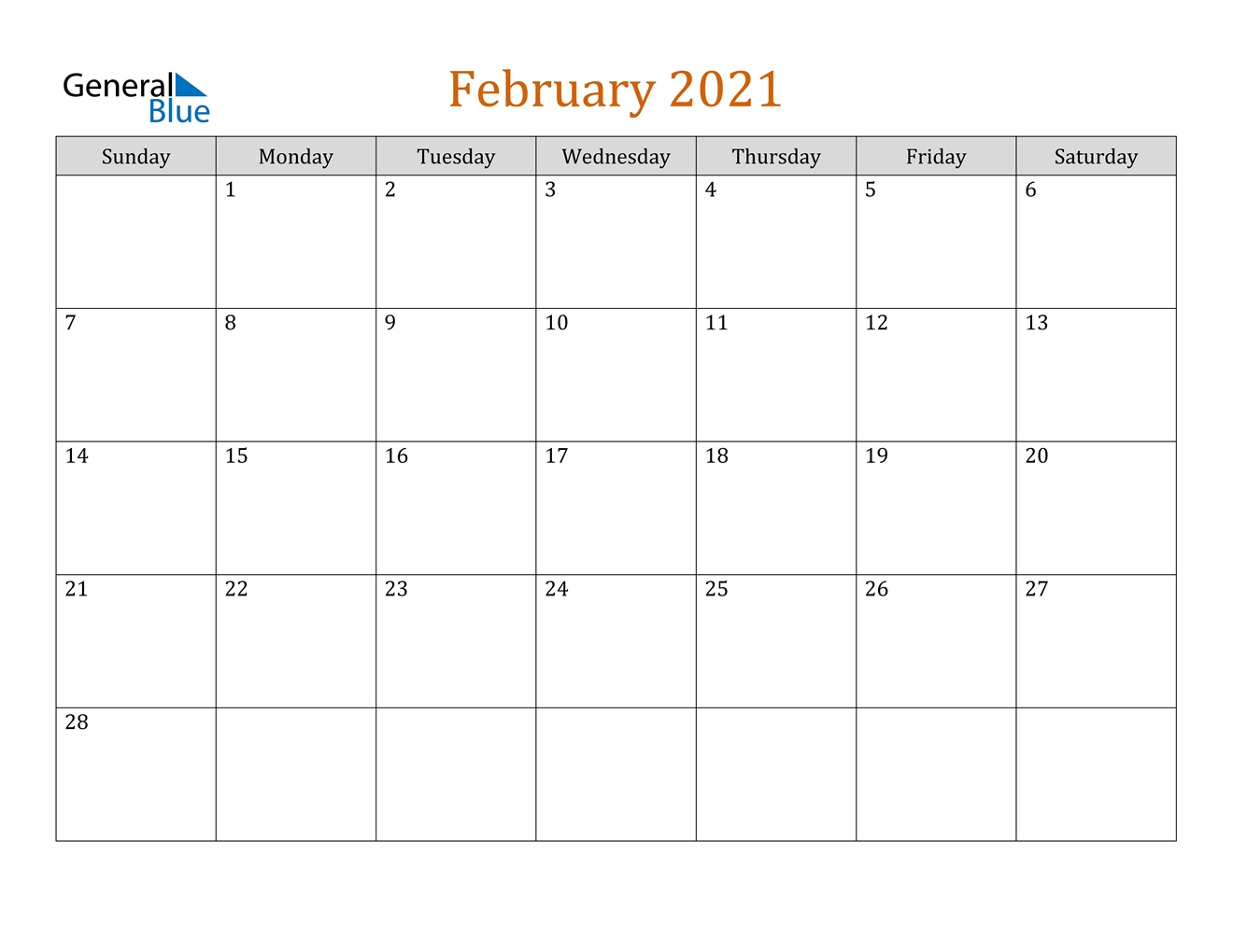 February 2021 Calendar - Pdf Word Excel