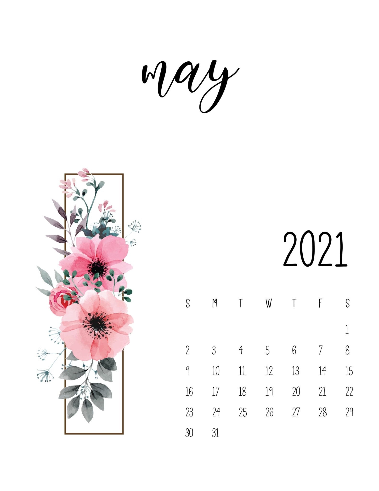 Floral 2021 Calendar Free - World Of Printables Di 2020