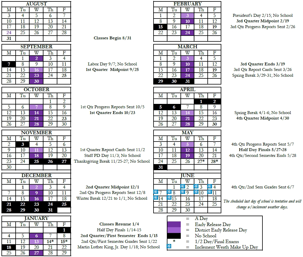 Fort Zumwalt Academic Calendar | Printable Calendar 2020-2021