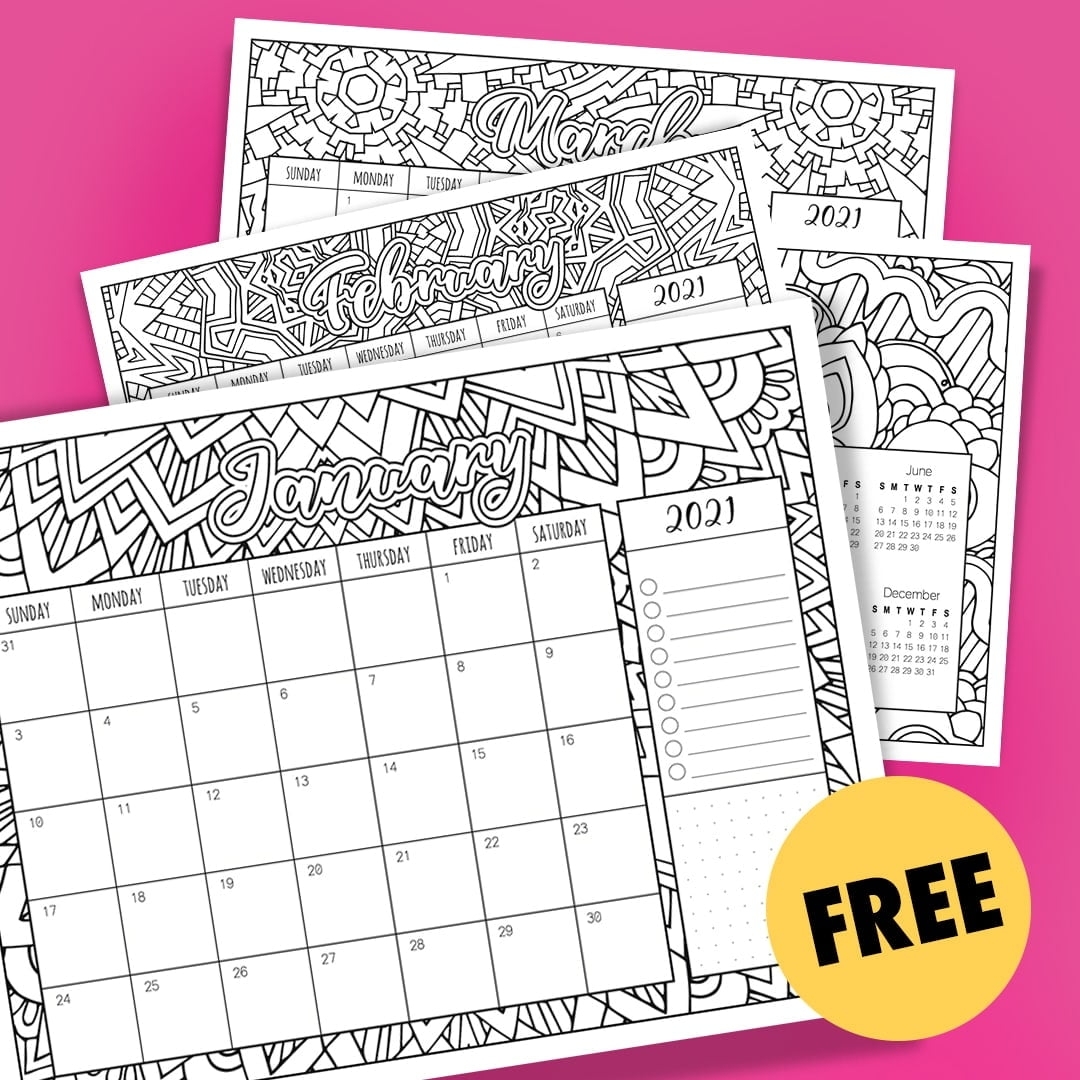 Free 2021 Coloring Calendar