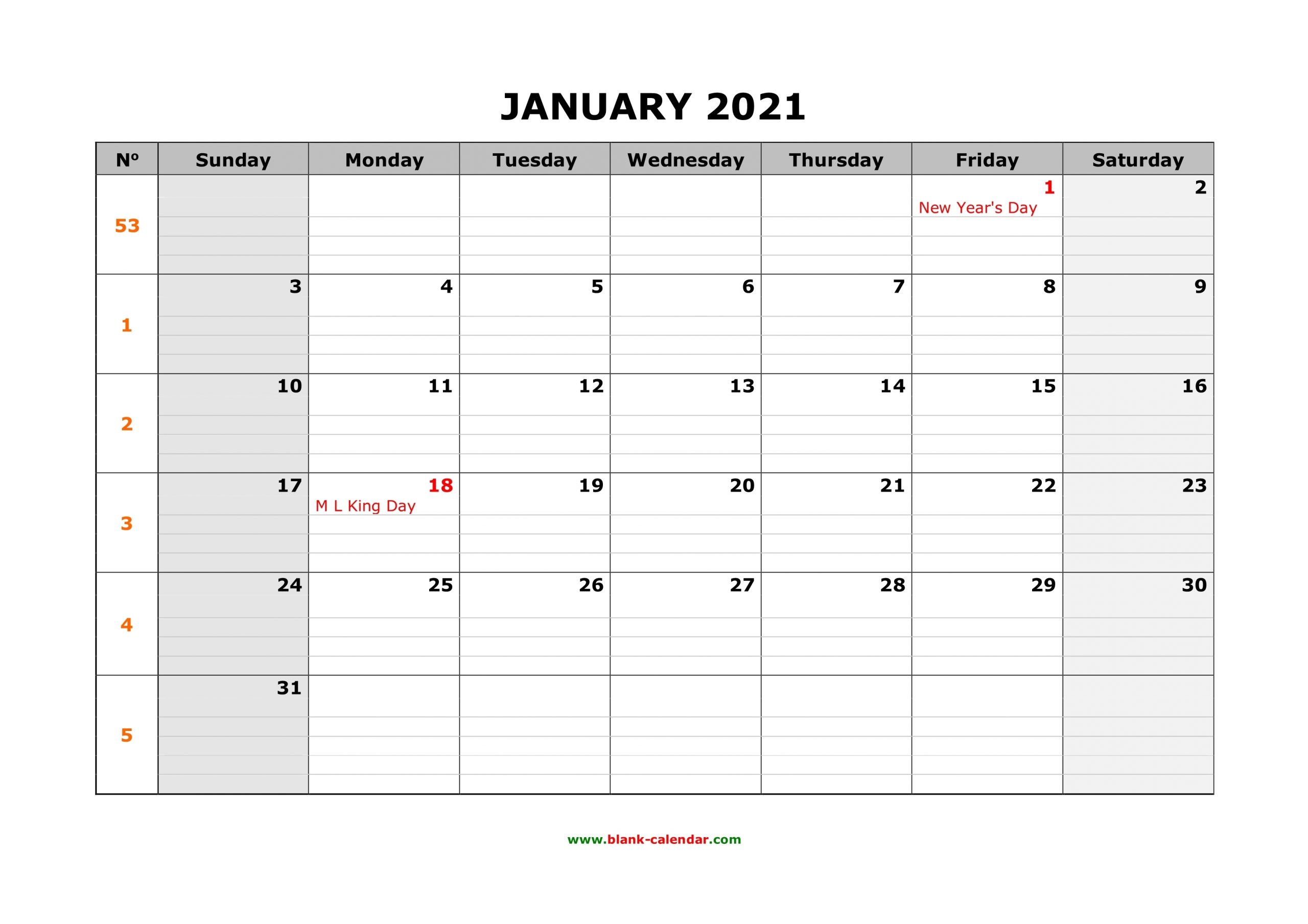 Printable Monthly Calendar 2021 Free Pdf