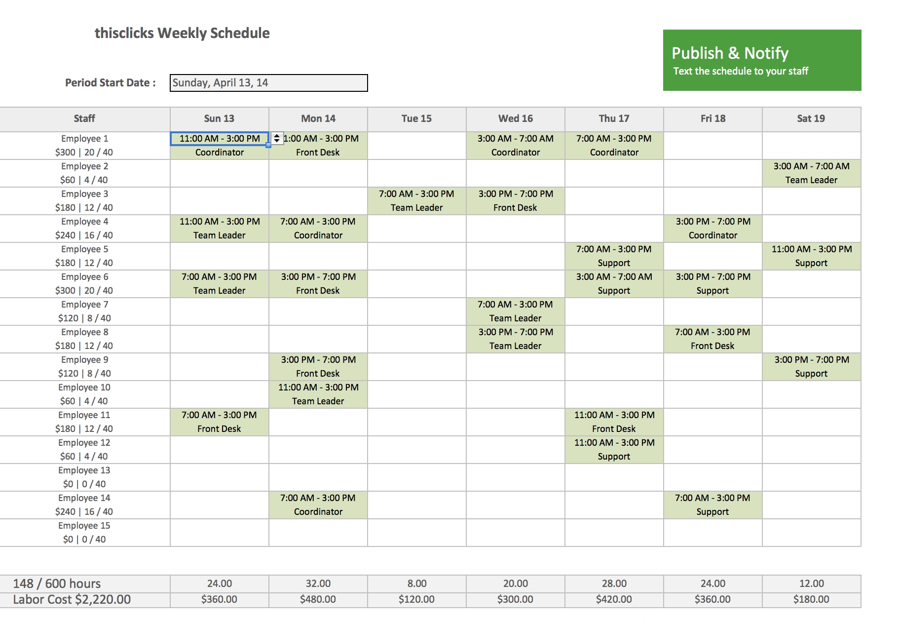 Free Excel Template For Employee Scheduling | When I Work