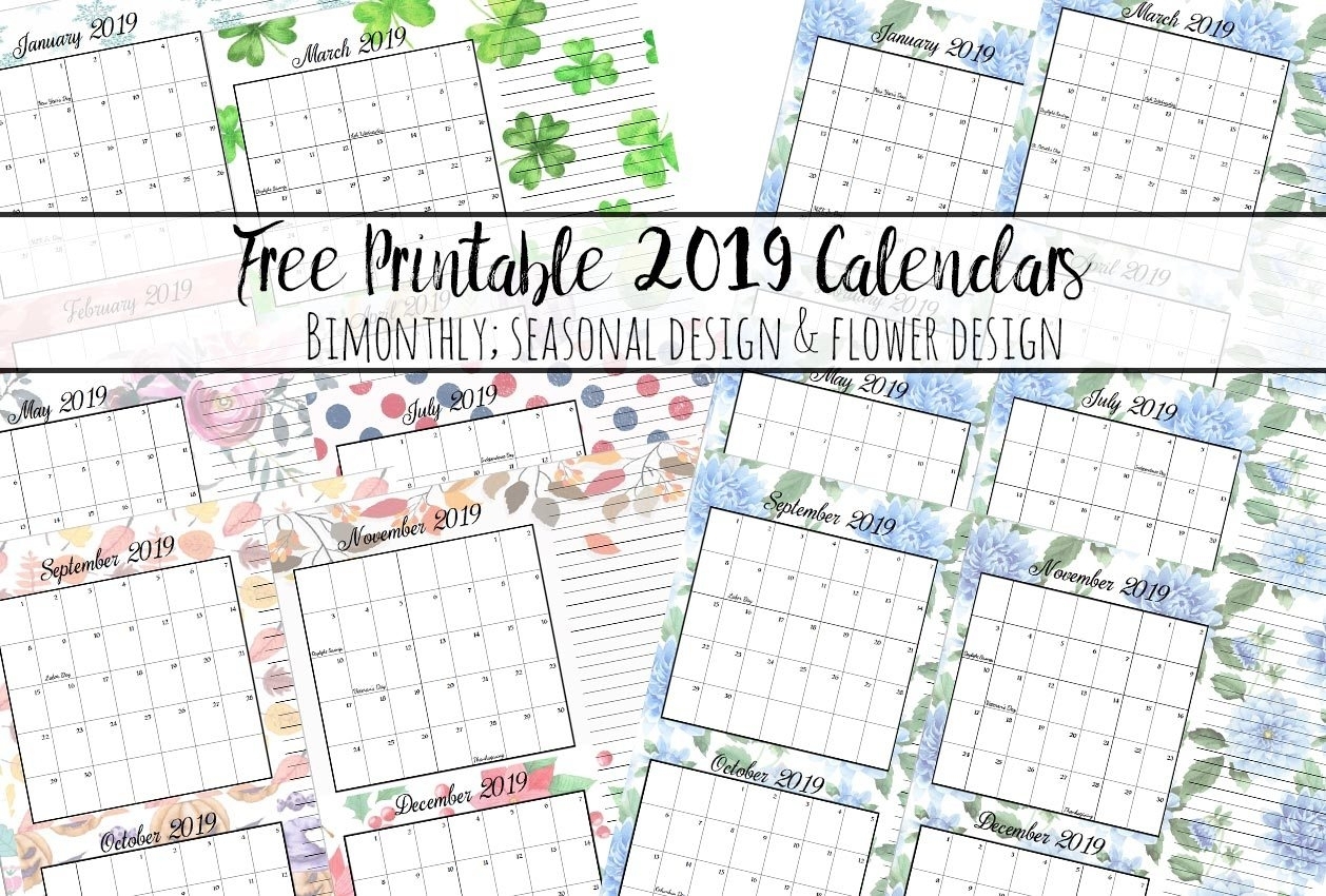 Free Printable 2019 Bimonthly Calendars: 2 Designs