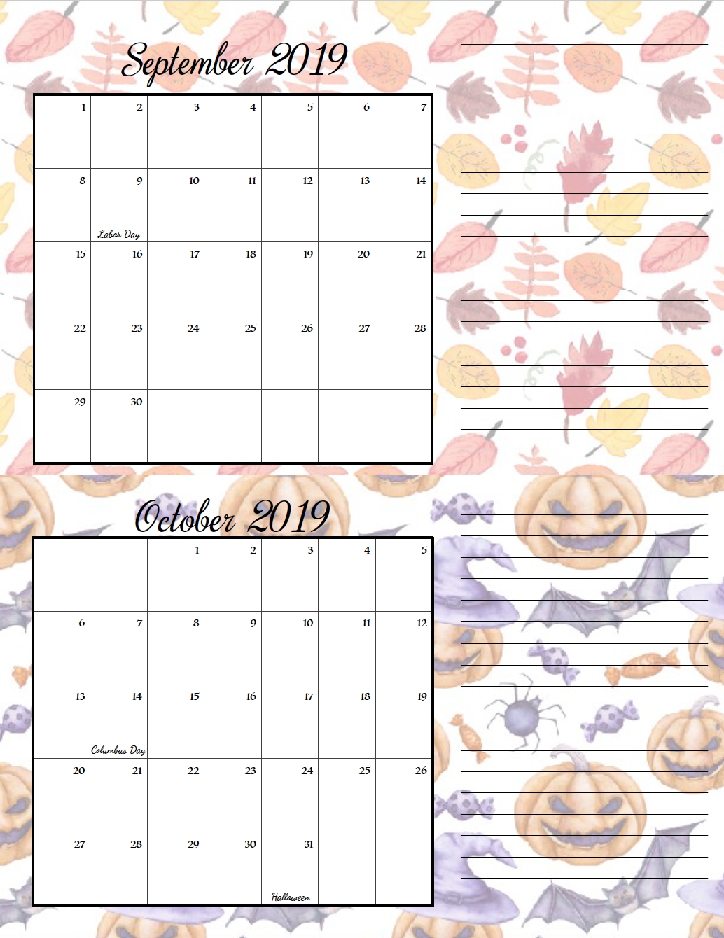 Free Printable 2019 Bimonthly Calendars: 2 Designs | Free