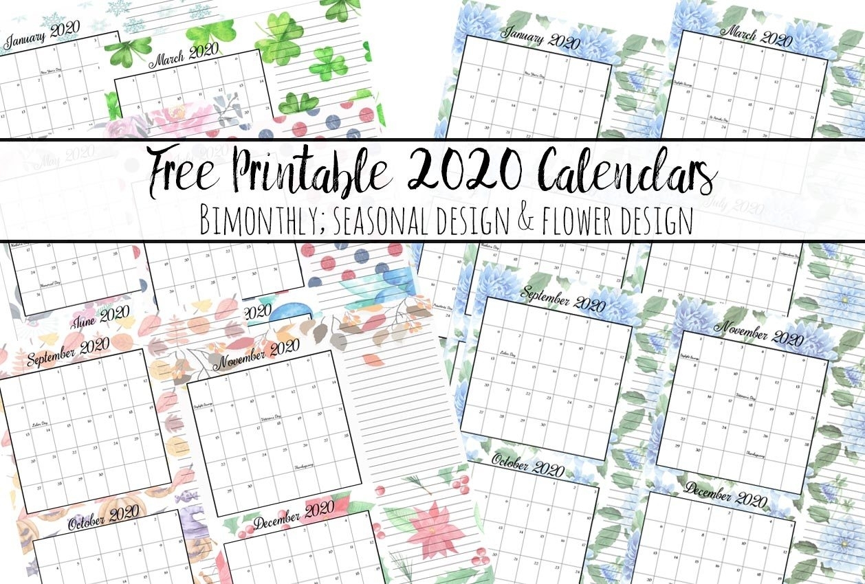 Free Printable 2020 Bimonthly Calendars With Holidays: 2 Designs