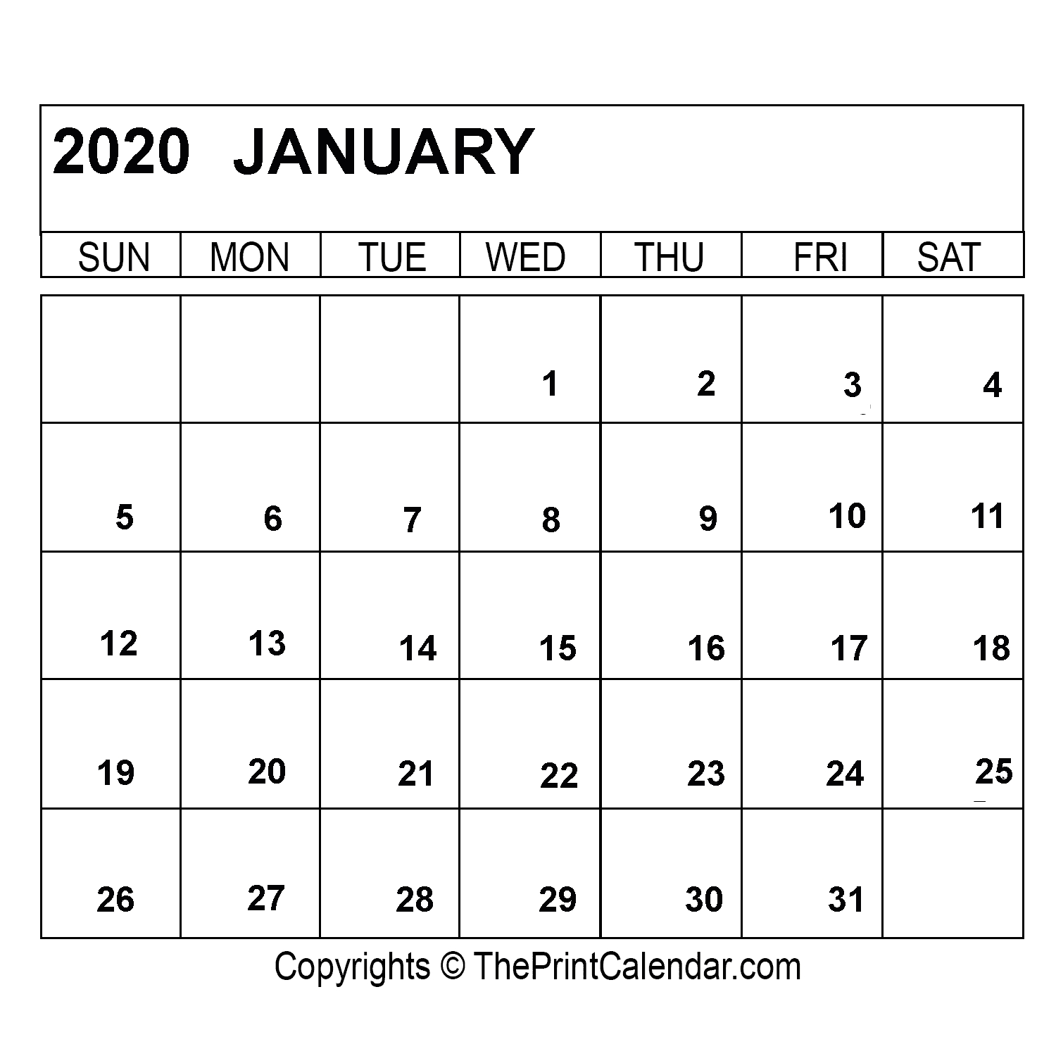 Free Printable 2020 Calendar | Calendar Template, Printable