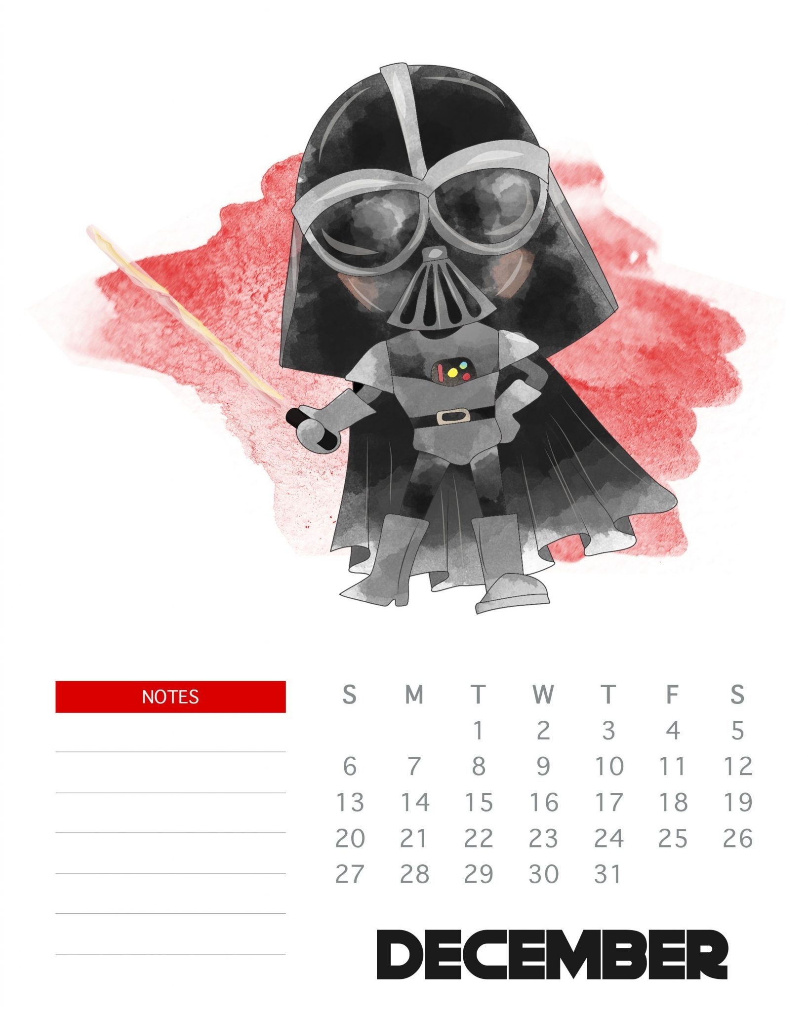 Free Printable 2020 Star Wars Calendar - The Cottage Market