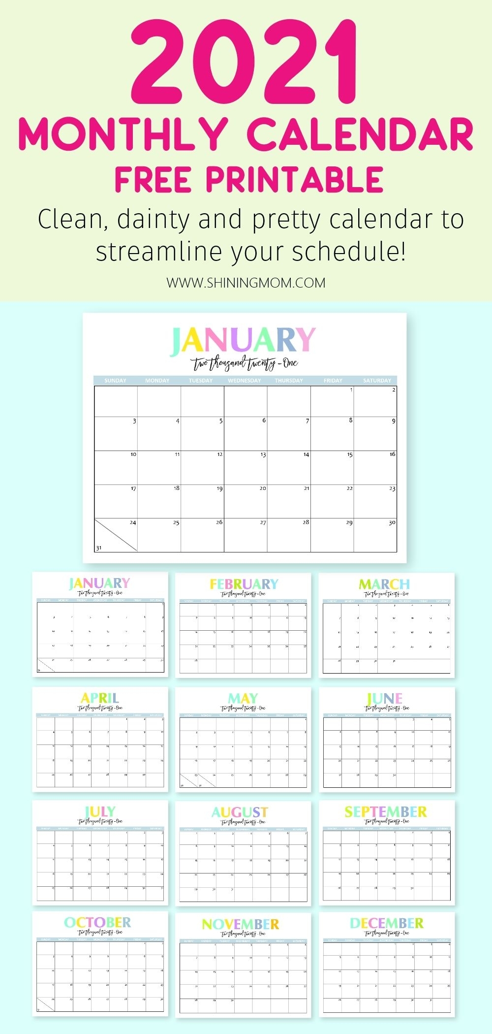 Free Printable 2021 Calendar: So Beautiful And Colorful