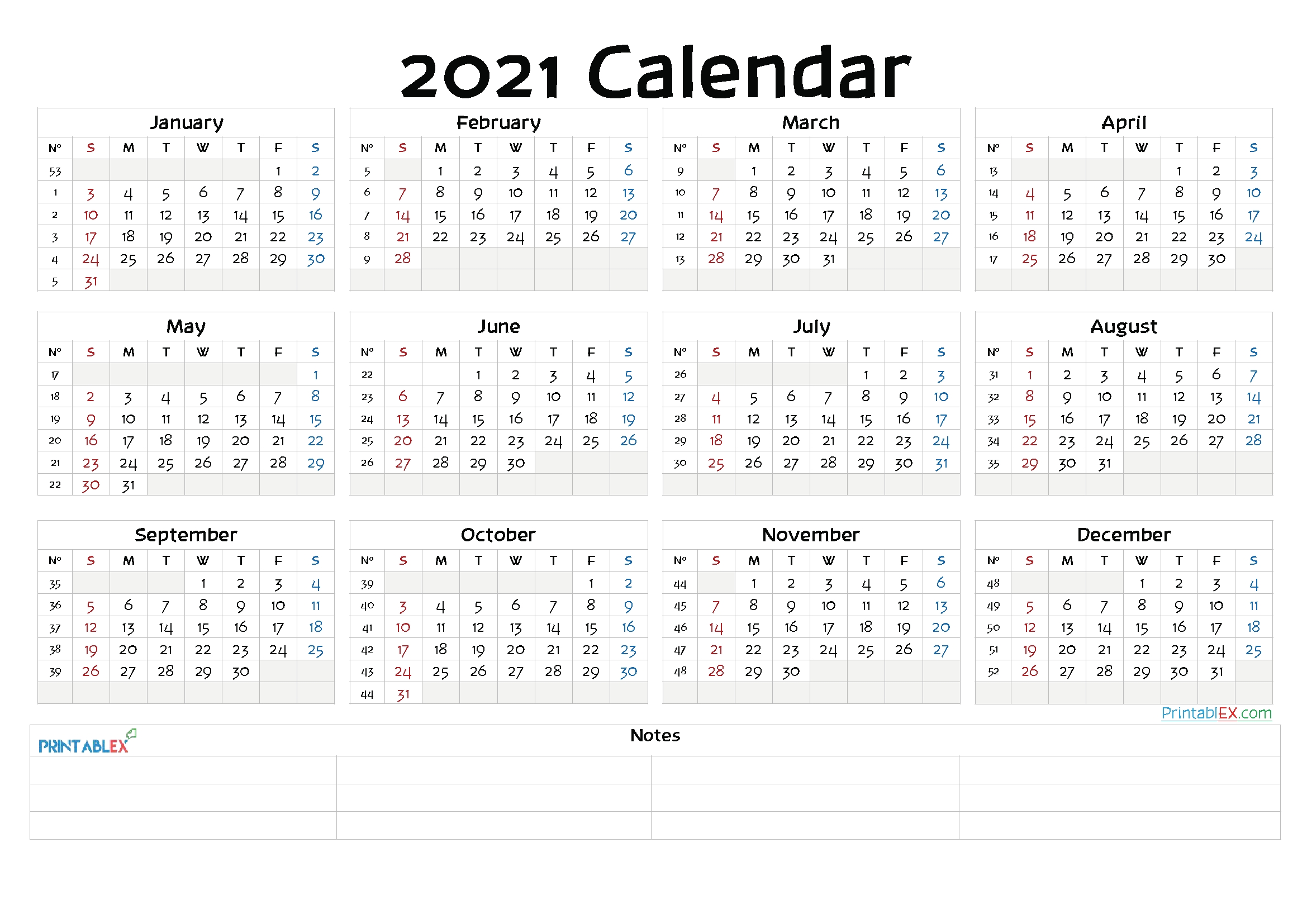 Free Printable 2021 Calendar Templates