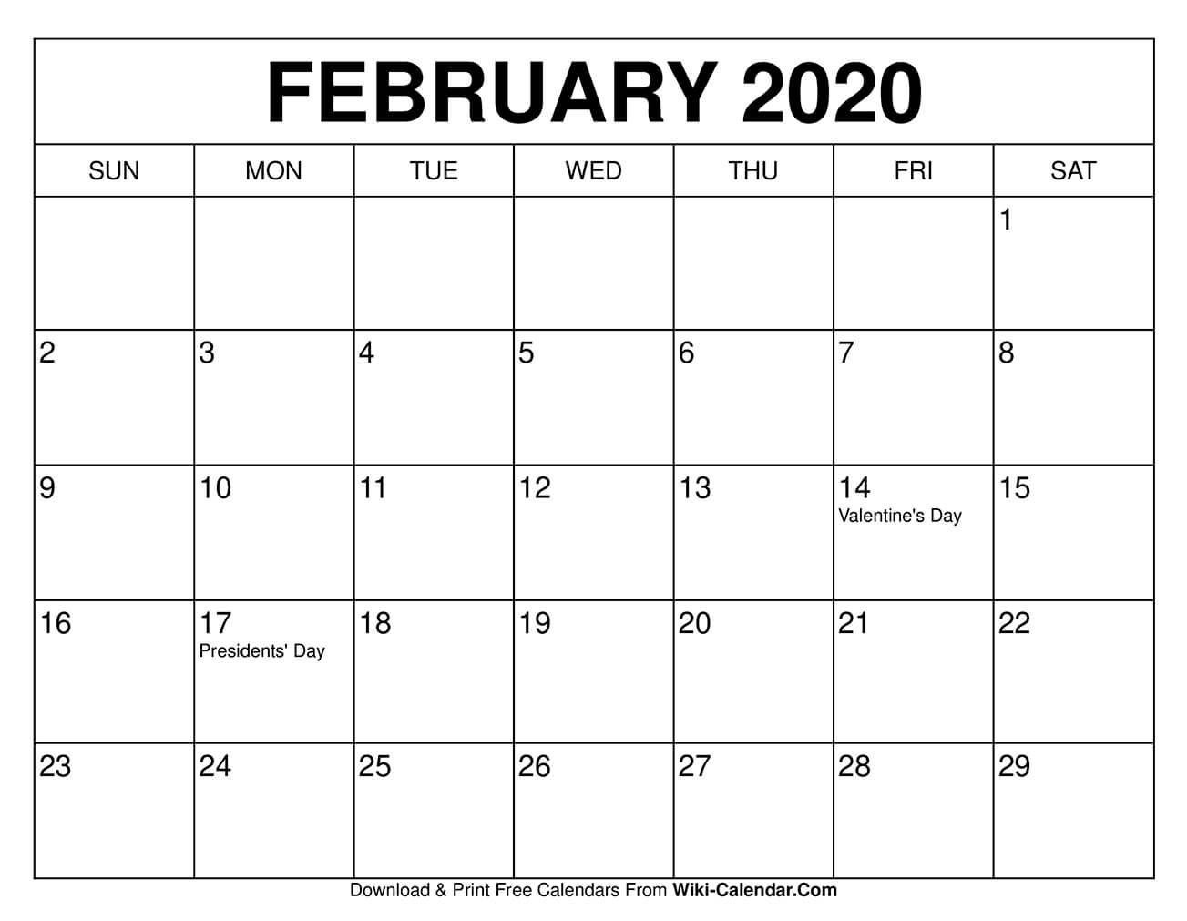 Free Printable February 2020 Calendar Templates These Free