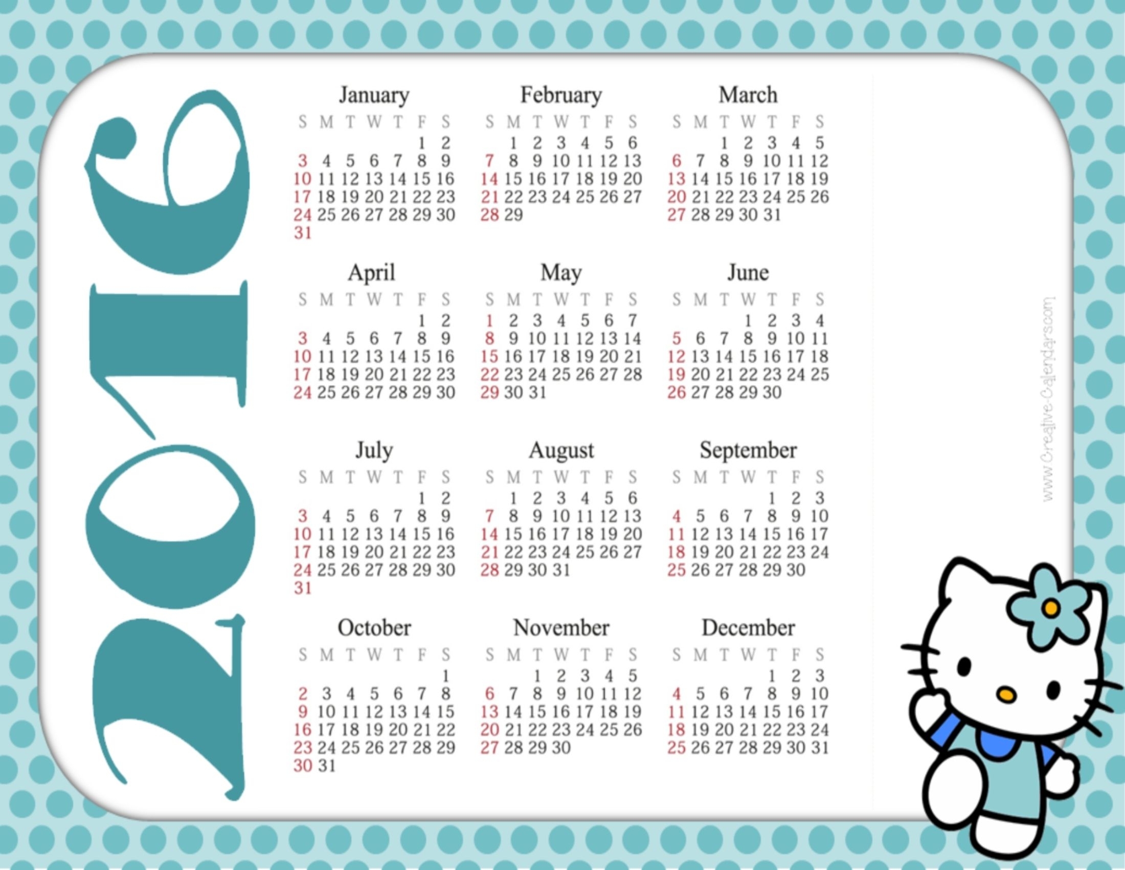 Free Printable Hello Kitty Calendars | Calendar Printables