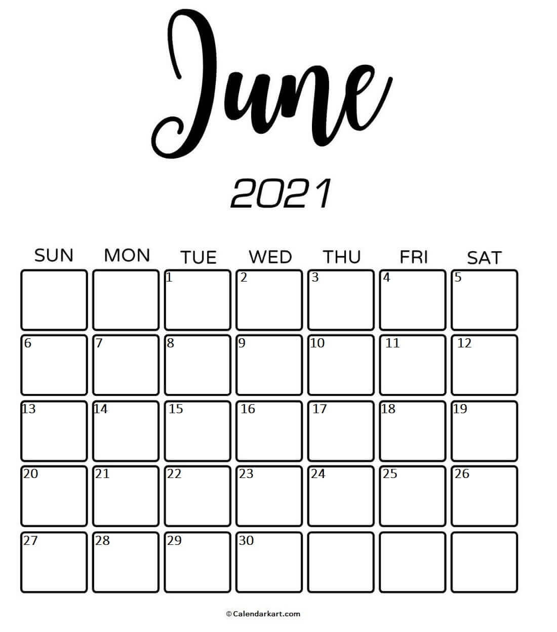 Free Printable June 2021 Calendar: Cute &amp; Elegant Designs