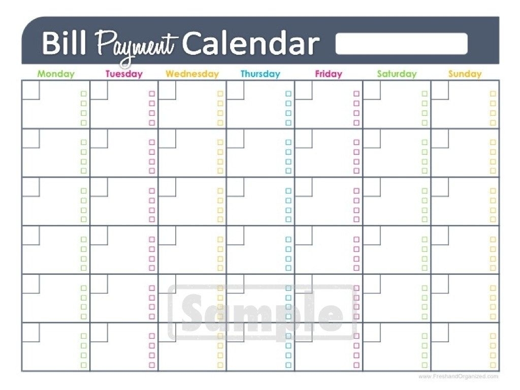 Free Printable Monthly Bill Pay Chart | Calendar Template