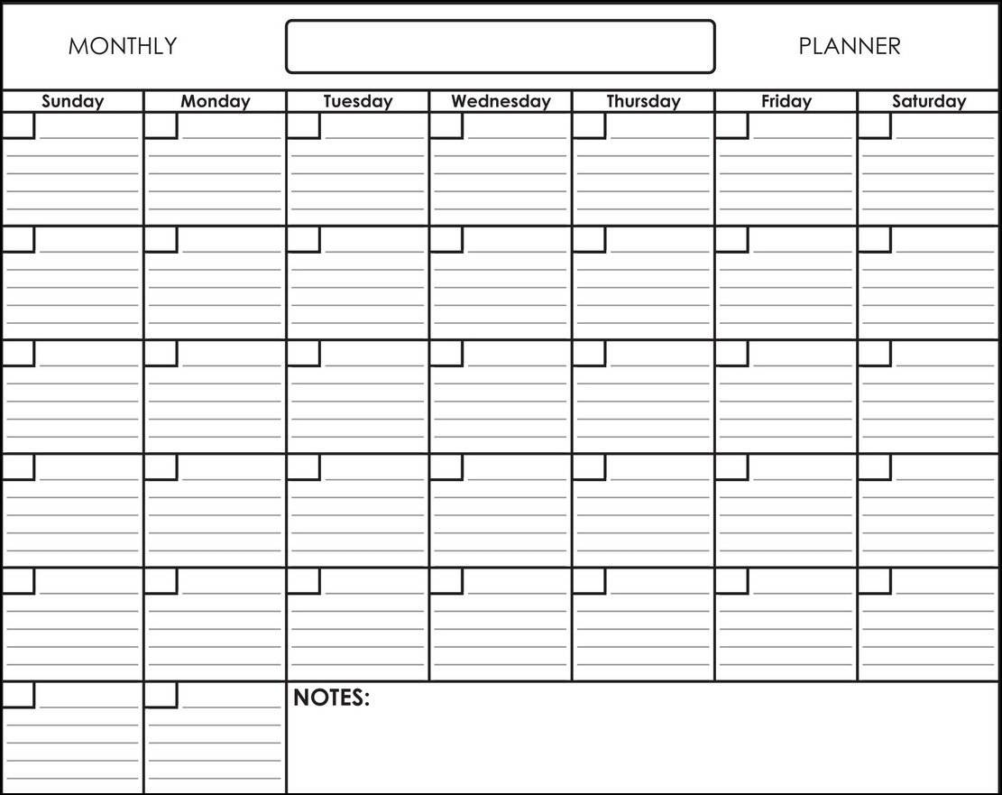 Blank Monthly Calendar Printable With Lines Calendar Template 2021