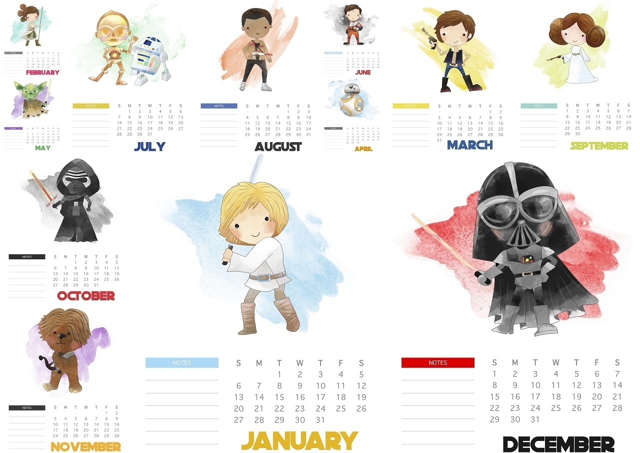 Free Printable Star Wars 2019 Calendar - Oh My Fiesta! For