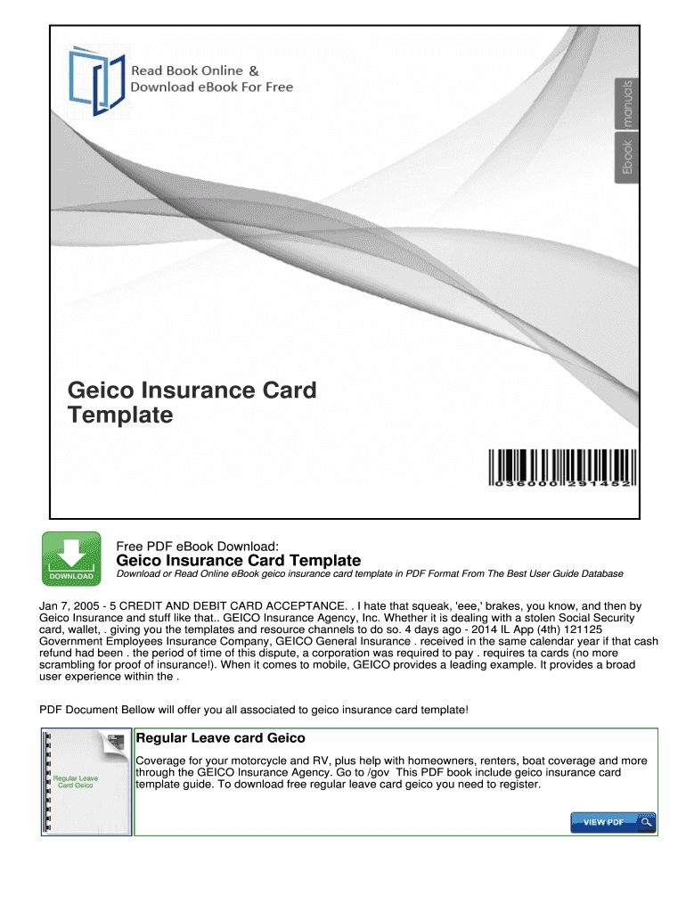 Geico Insurance Card Template Pdf - Fill Online, Printable