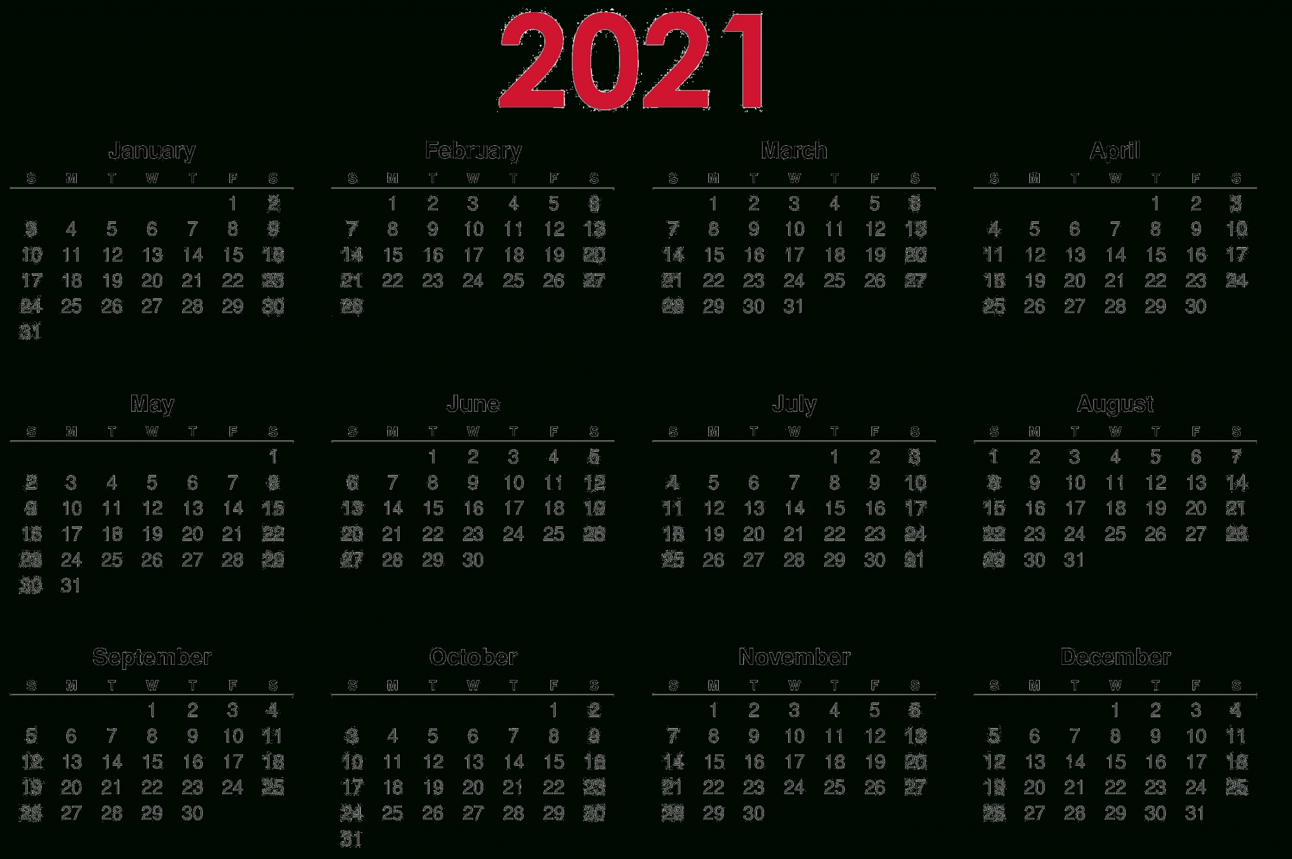 Get Free Printable 2021 Calendar Template – Printable Free