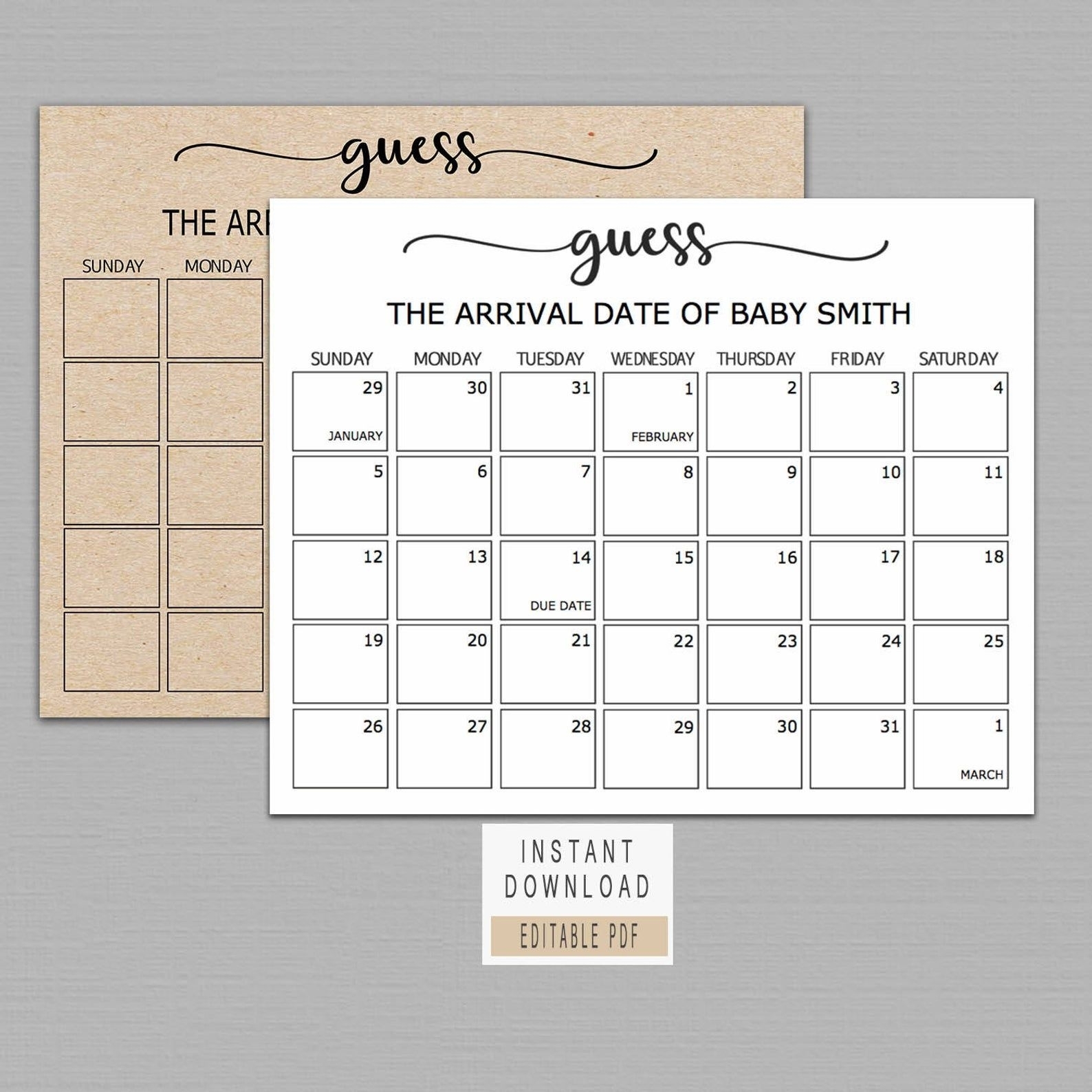 Guess Baby Birthday Calendar Baby Due Date Calendar Poster