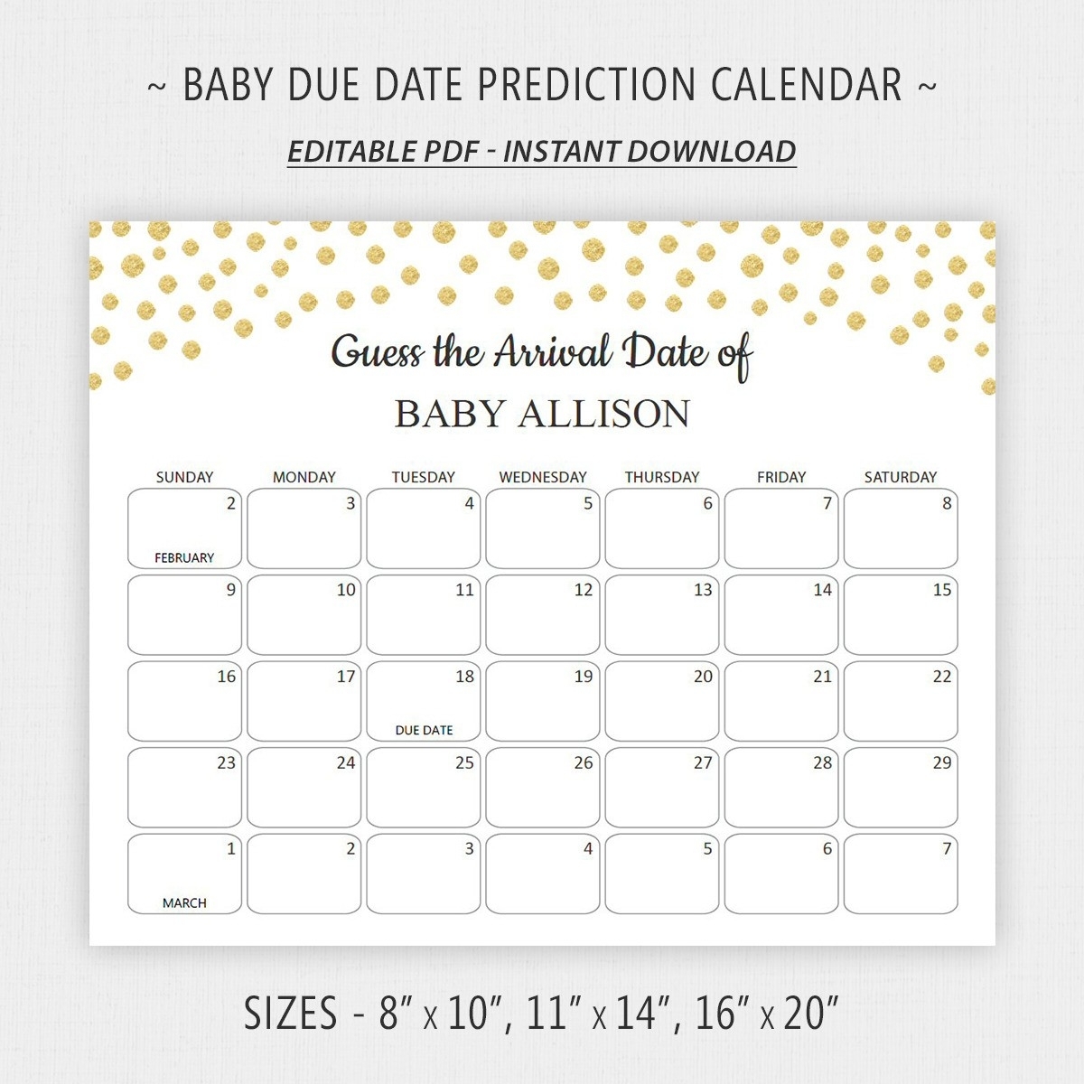 Guess Baby Due Date Prediction Game