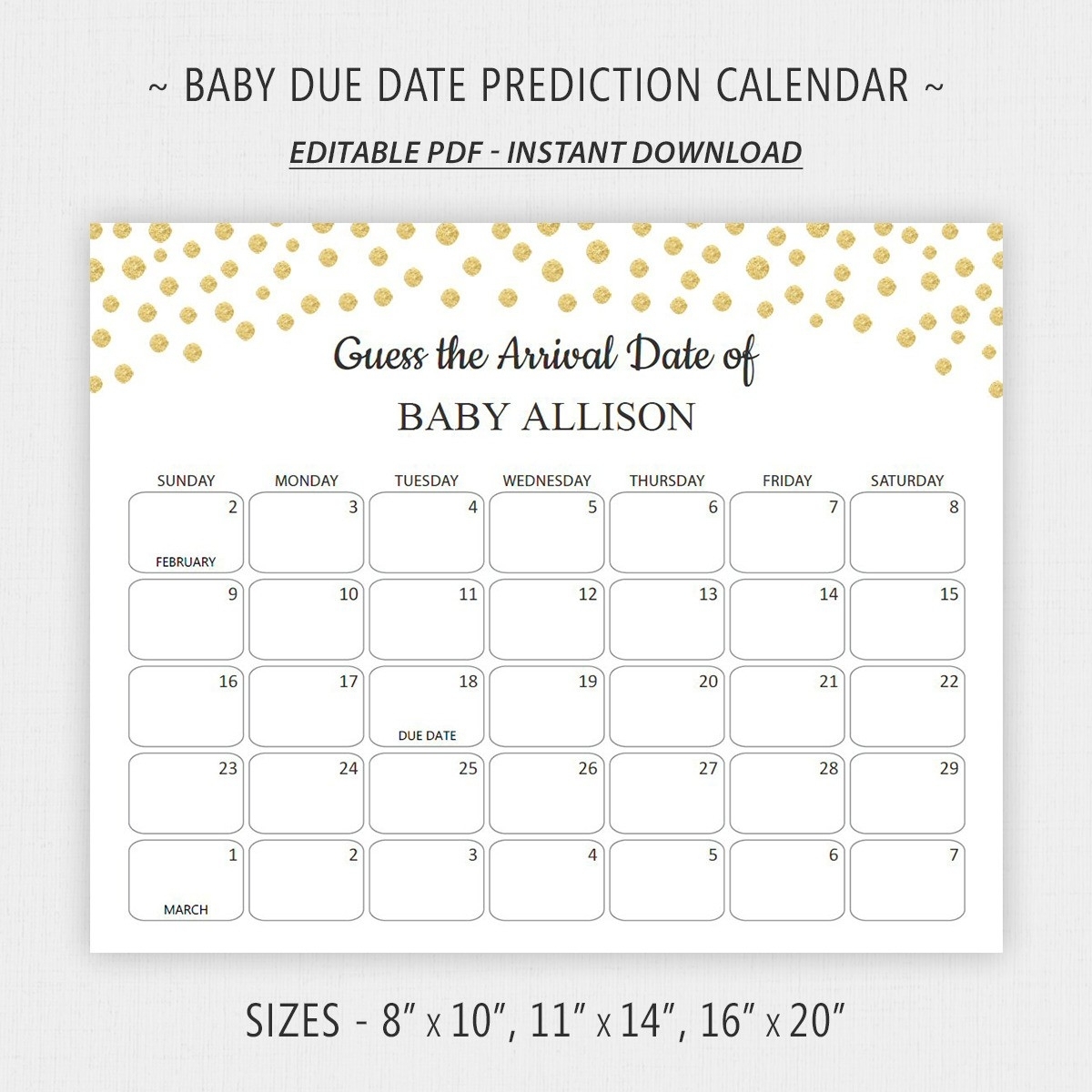 Guess Baby Due Date Prediction Game
