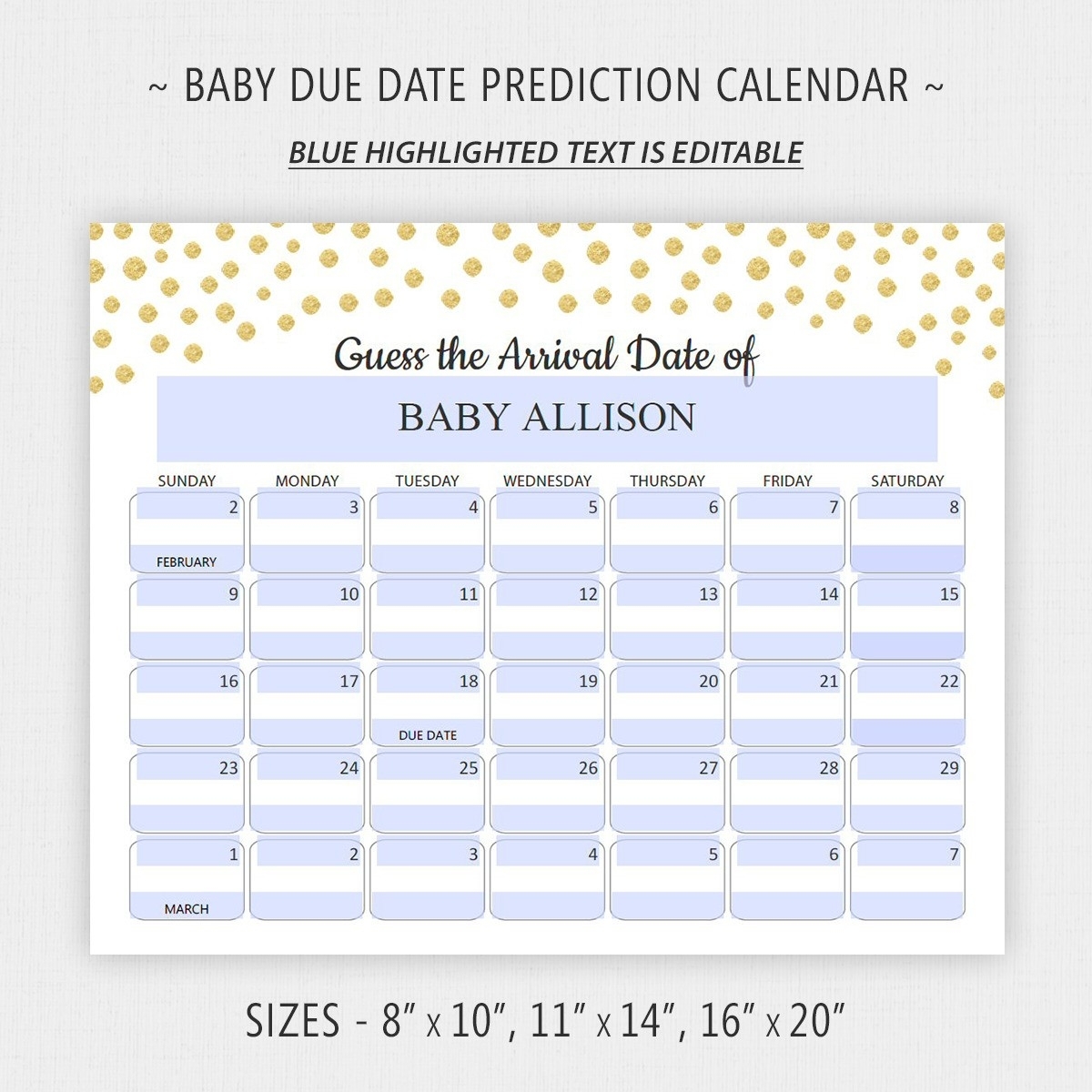 Guess Baby Due Date Prediction Game