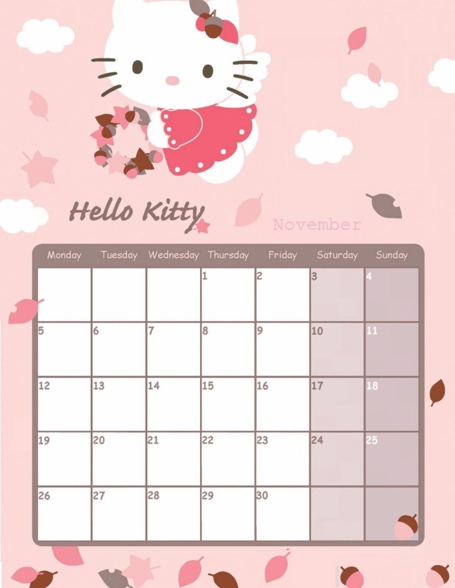 Hello Kitty November 2018 Calendar | Printable Calendar July