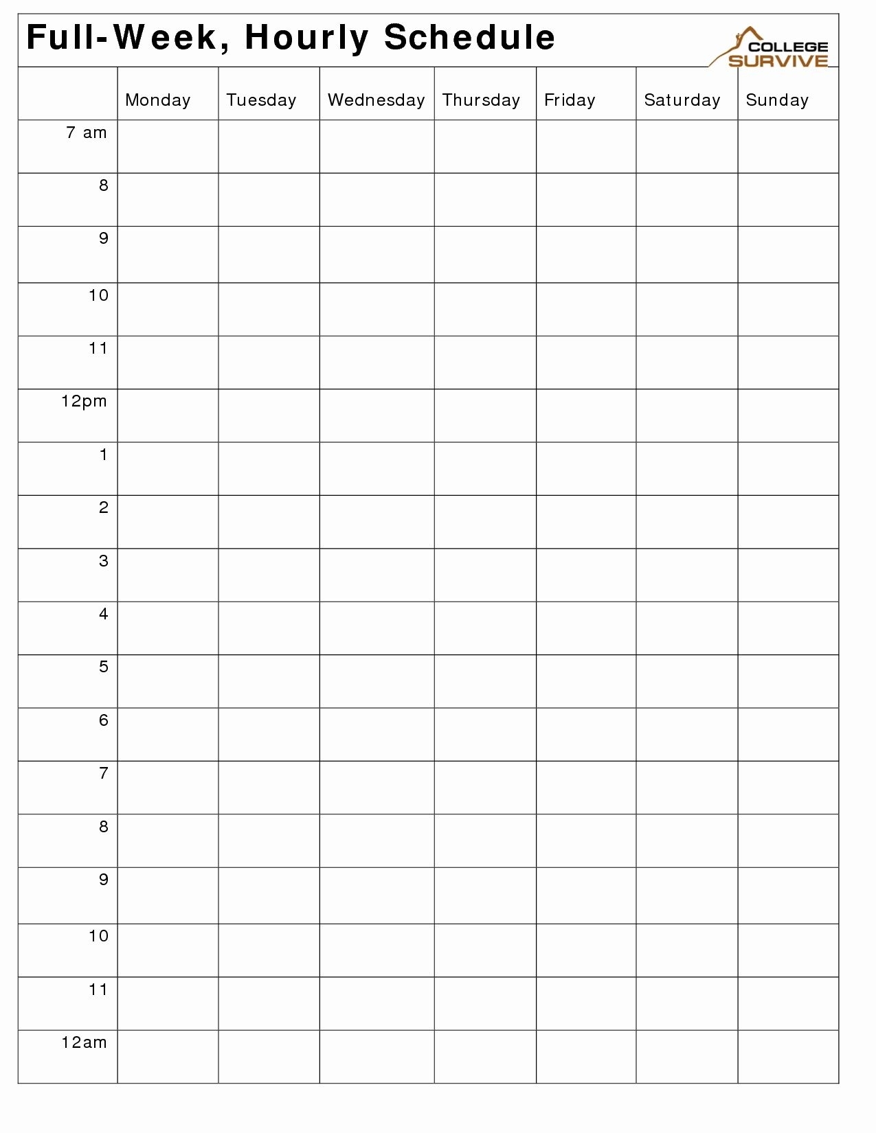 Hour By Hour Schedule Template Best Of Printable Weekly