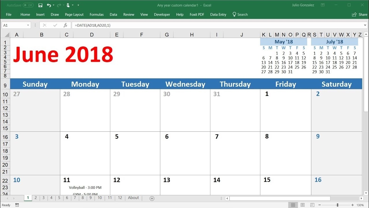 How To Create A Calendar In Excel 2016 - Very Easy!
