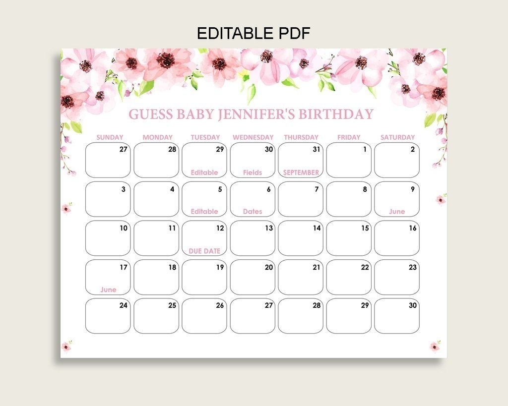How To Free Printable Baby Shower Calender Due Date Game In