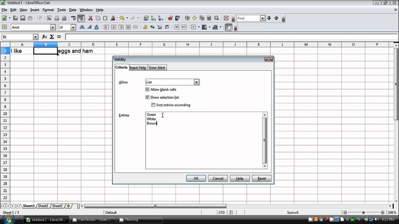 How To Make A Drop Down List In Openoffice/Libreoffice Calc