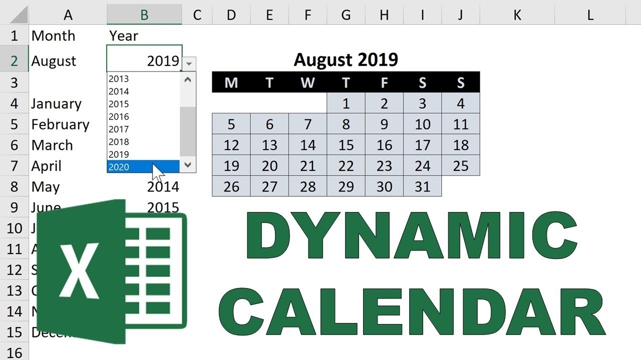 How To Make A Dynamic Calendar In Excel