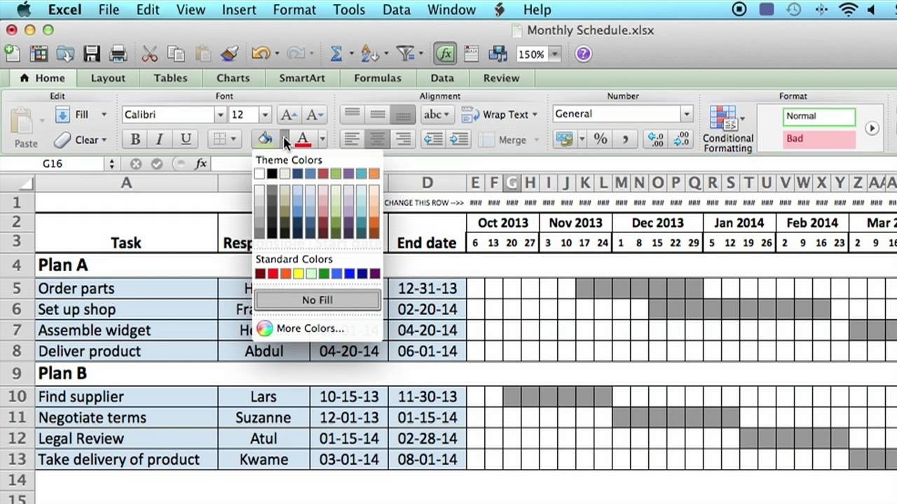 How To Use A Monthly Schedule In Microsoft Excel : Using Ms Excel