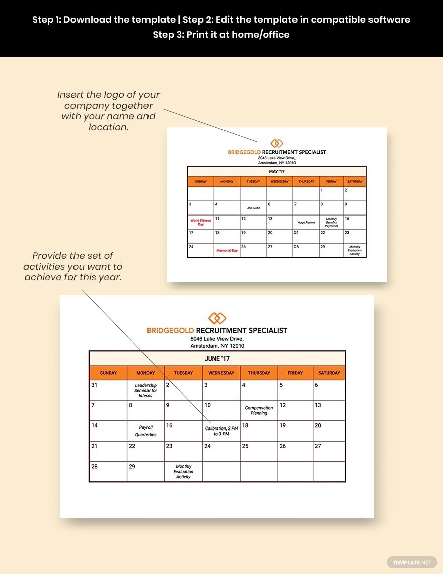 Hr Annual Planning Calendar Template - Pdf | Word | Excel