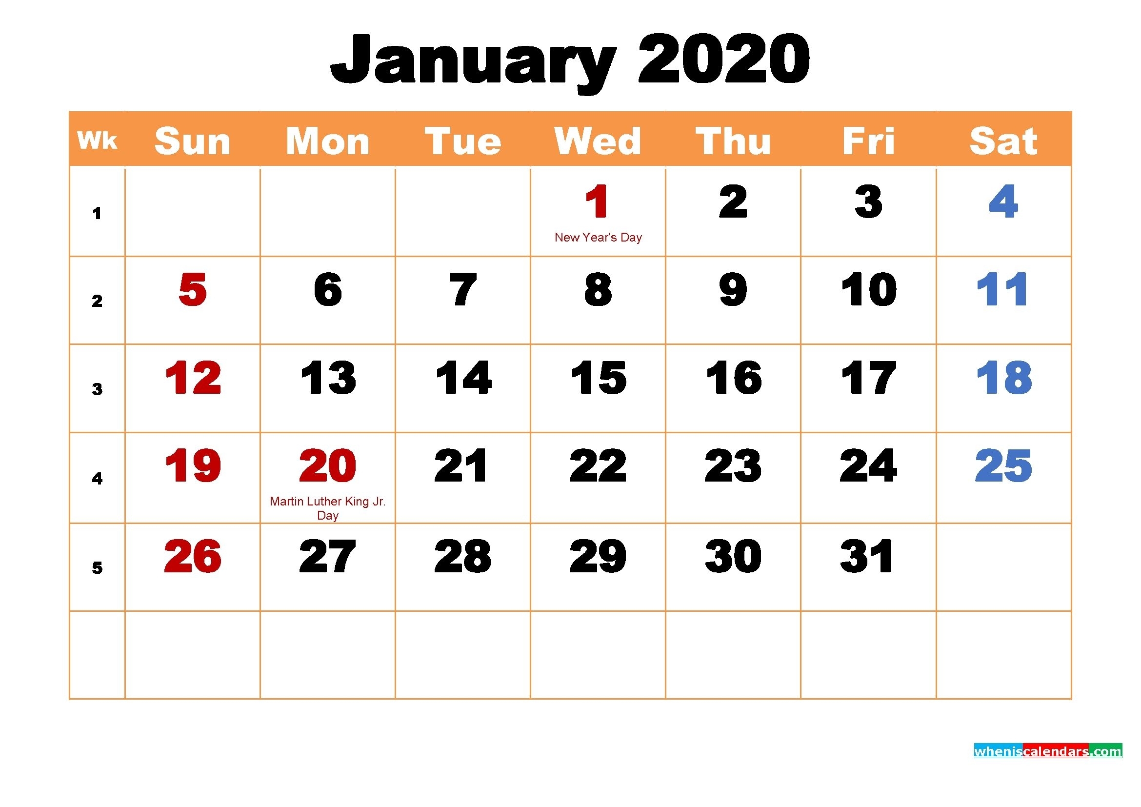 January 2020 Calendar Wallpaper High Resolution | Free In