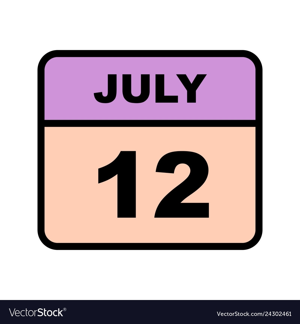 July 12Th Date On A Single Day Calendar Royalty Free Vector