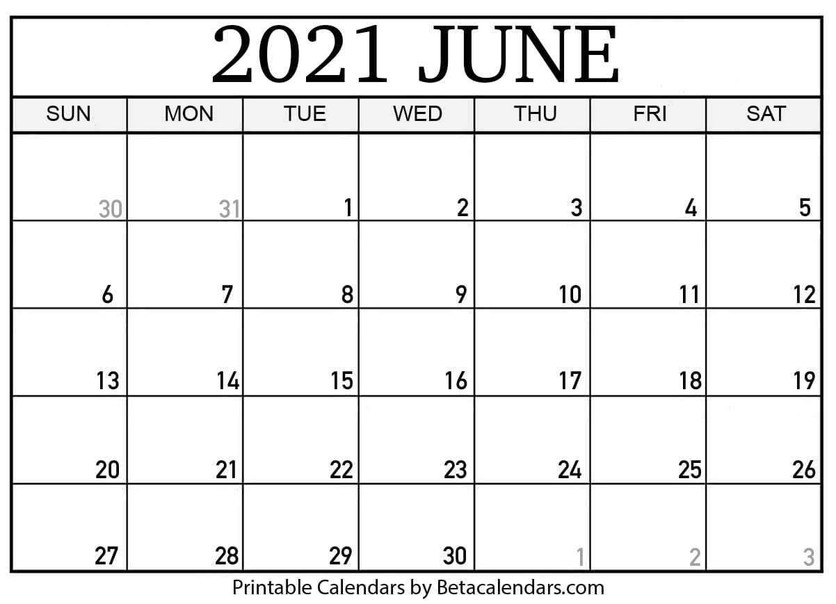 June 2021 Calendar | Blank Printable Monthly Calendars