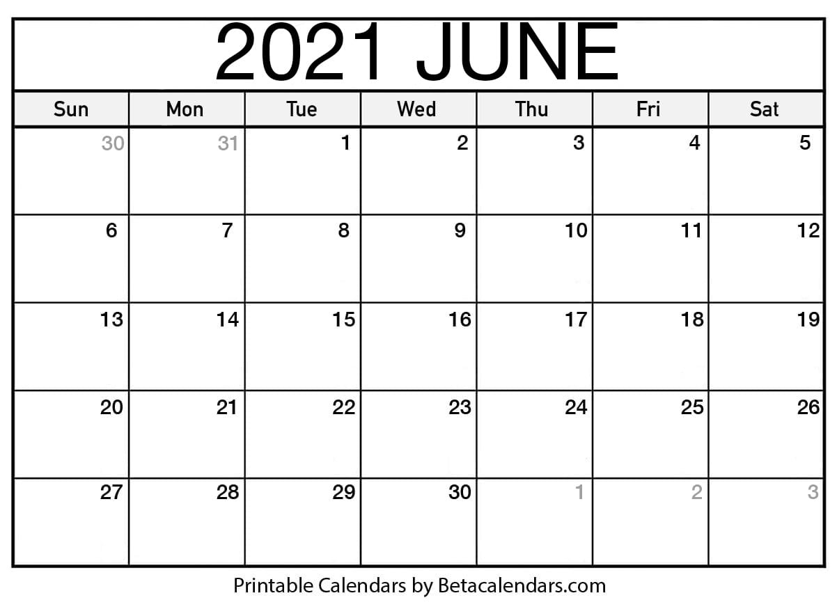 June 2021 Calendar | Blank Printable Monthly Calendars