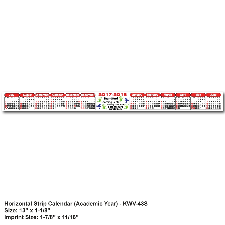 Kwv-43 Kwik-Stik® Horizontal Strip Calendar - Spot Color