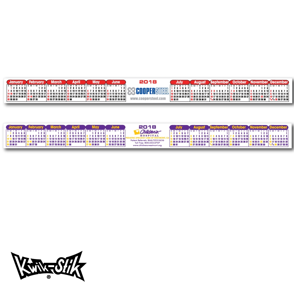 Kwv-43 Kwik-Stik® Horizontal Strip Calendar - Spot Color